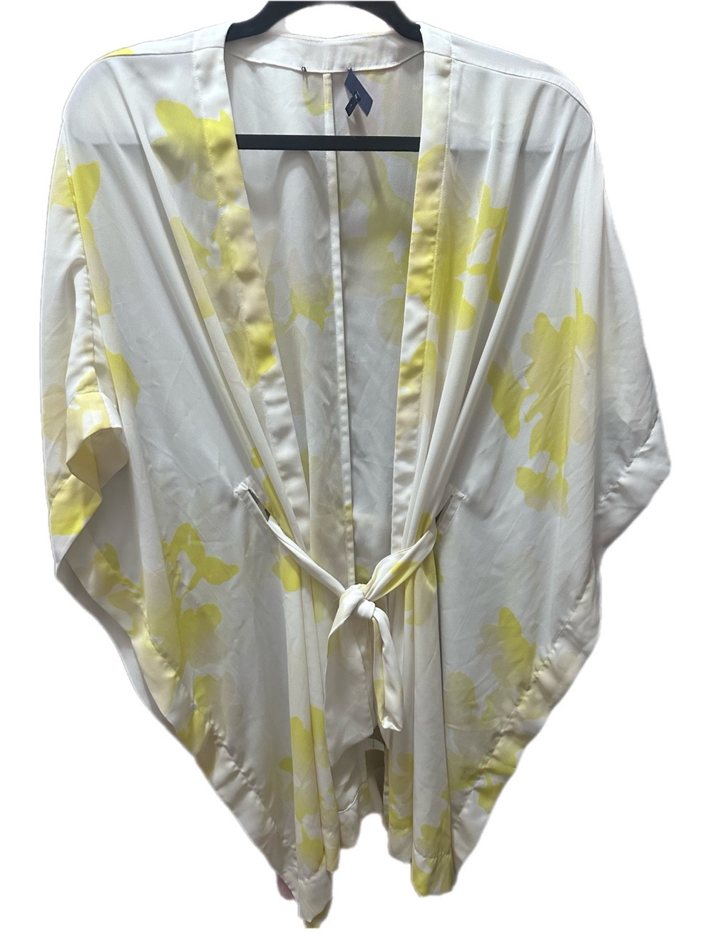 Tildon Yellow Floral Sheer Tie-Front Kimono Robe